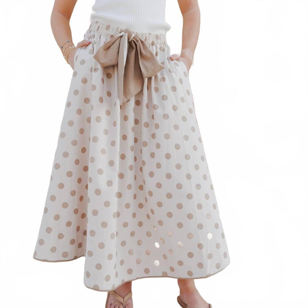 NEW EASEL sweet spot skirt in milk chocolate polkadot